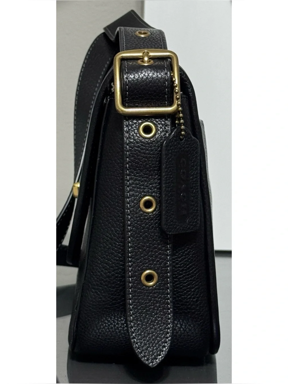 COACH Rambler BLACK Pebble Leather Crossbody Bag - Picture 6 of 15